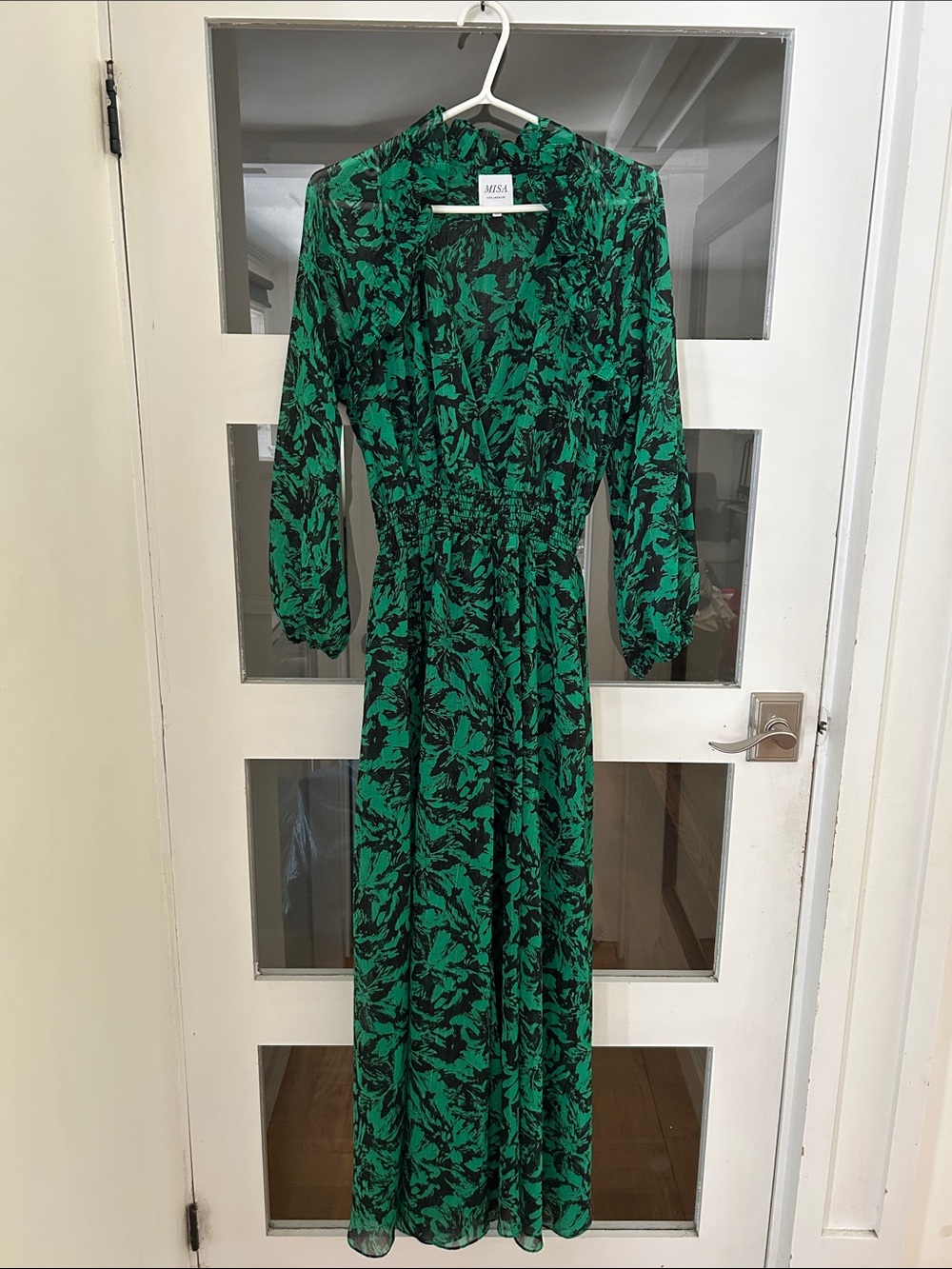 Misa Los Angeles Green and Black Floral Maxi Dress
